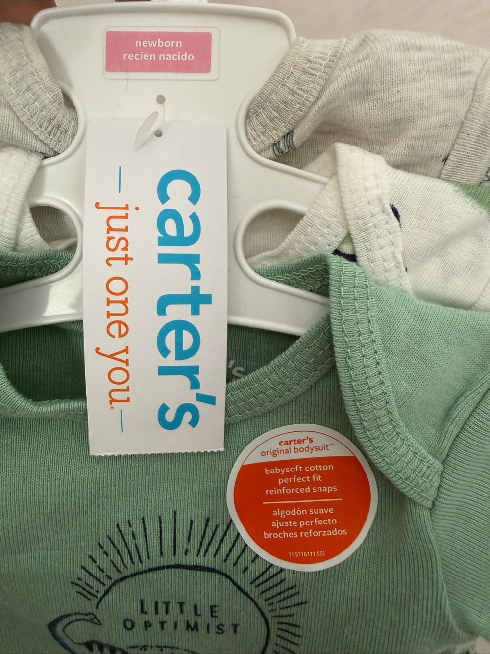 Carter's Sage Green 'Little Optimist' Baby Bodysuit - Picture 4 of 4